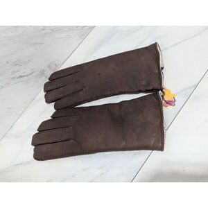 Grandoe Women's Brown Leather Gloves Lined With Warm Polyester Size L